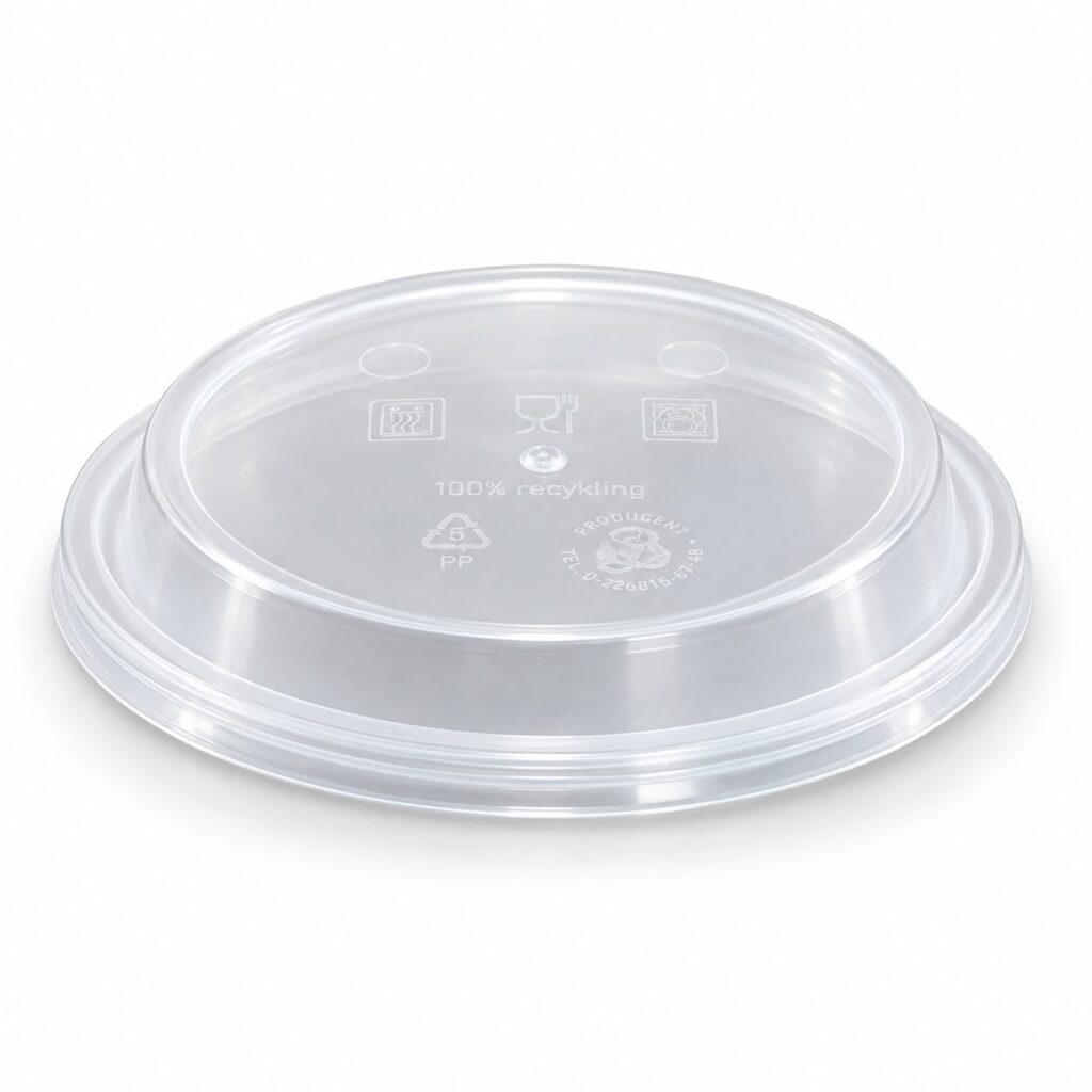 Universal domed plastic lid for food containers